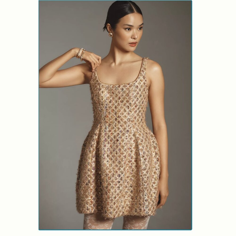 Maeve Tweed Fit & Flare Mini Dress